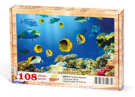 Tropikal Balıklar Ahşap Puzzle 108 Parça (HV03-C)