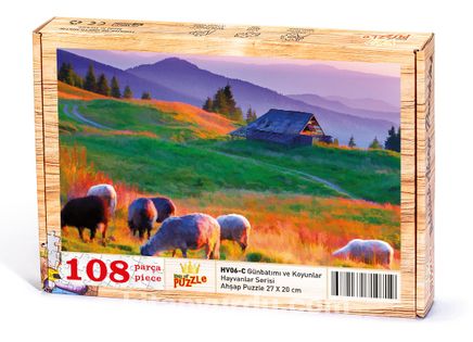 Günbatımı ve Koyunlar Ahşap Puzzle 108 Parça (HV06-C)