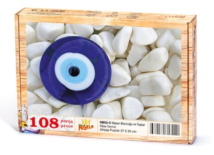 Nazar Boncuğu ve Taşlar Ahşap Puzzle 108 Parça (OB02-C)