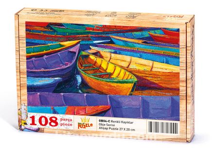 Renkli Kayıklar Ahşap Puzzle 108 Parça (OB04-C)