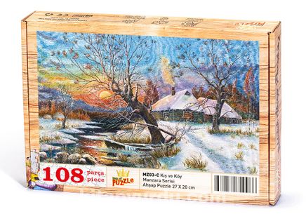 Kış ve Köy Ahşap Puzzle 108 Parça (MZ03-C)