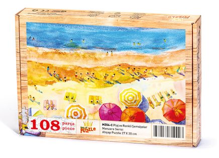 Plaj ve Renkli Şemsiyeler Ahşap Puzzle 108 Parça (MZ04-C)