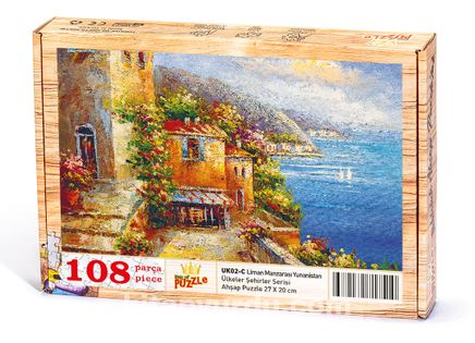 Liman Manzarası Yunanistan Ahşap Puzzle 108 Parça (UK02-C)