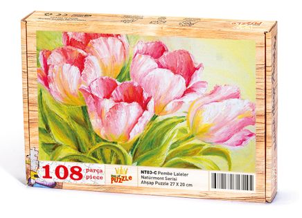 Pembe Laleler Ahşap Puzzle 108 Parça (NT03-C)