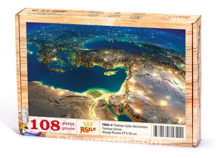 Türkiye Uydu Görüntüsü Ahşap Puzzle 108 Parça (TR02-C)