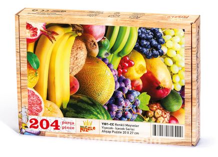 Renkli Meyveler Ahşap Puzzle 204 Parça (YI01-CC)