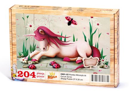 Pembe Mitolojik At Ahşap Puzzle 204 Parça (CK01-CC)
