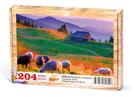 Günbatımı ve Koyunlar Ahşap Puzzle 204 Parça (HV06-CC)