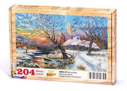 Kış ve Köy Ahşap Puzzle 204 Parça (MZ03-CC)