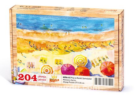 Plaj ve Renkli Şemsiyeler Ahşap Puzzle 204 Parça (MZ04-CC)