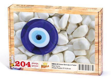Nazar Boncuğu ve Taşlar Ahşap Puzzle 204 Parça (OB02-CC)