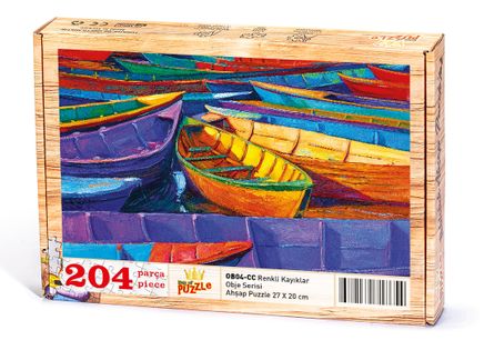 Renkli Kayıklar Ahşap Puzzle 204 Parça (OB04-CC)