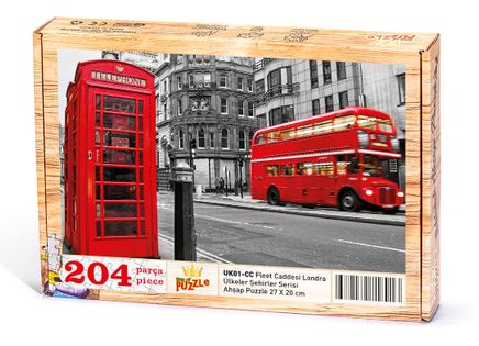 Fleet Caddesi Londra Ahşap Puzzle 204 Parça (UK01-CC)