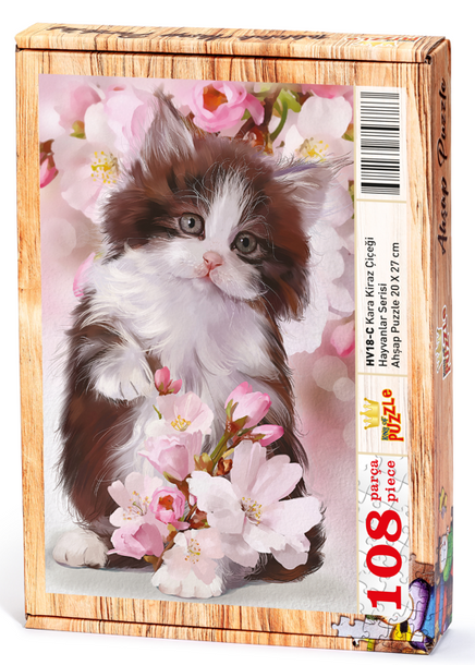 Kara Kiraz Çicegi Ahşap Puzzle 108 Parça (HV18-C)