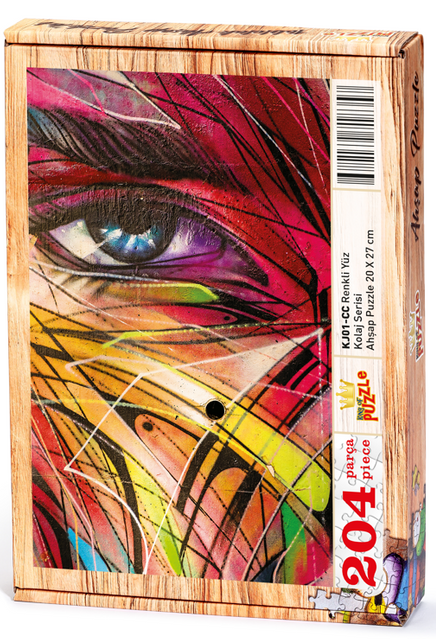 Renkli Yüz Ahşap Puzzle 204 Parça (KJ01-CC)