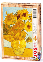 Bir Vazoda On İki Günebakan / Vincent Van Gogh Ahşap Puzzle 108 Parça (KR02-C)