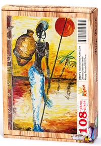 Testili Afrikalı Kadın Zaire Ahşap Puzzle 108 Parça (UK07-C)