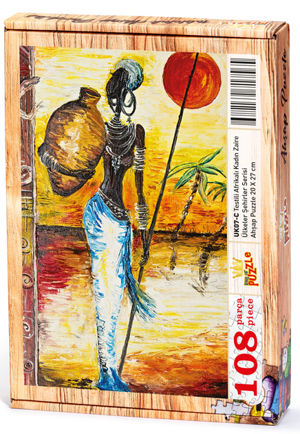 Testili Afrikalı Kadın Zaire Ahşap Puzzle 108 Parça (UK07-C)