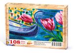 Pembe Laleler ve Gondol Venedik Ahşap Puzzle 108 Parça (UK06-C)