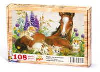 Tay ve Kedicikler Ahşap Puzzle 108 Parça (HV27-C)