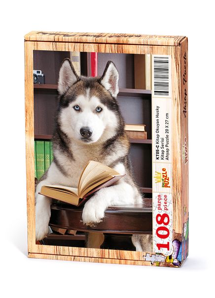Kitap Okuyan Husky Ahşap Puzzle 108 Parça (KT05-C)