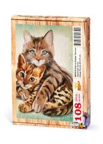Kedi ve Kaplan Yavrusu Ahşap Puzzle	108 Parça (HV19-C)