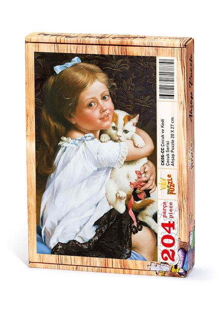 Çocuk ve Kedi Ahşap Puzzle 204 Parça (CK05-CC)