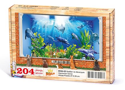 Kediler ve Akvaryum Ahşap Puzzle 204 Parça (HV22-CC)