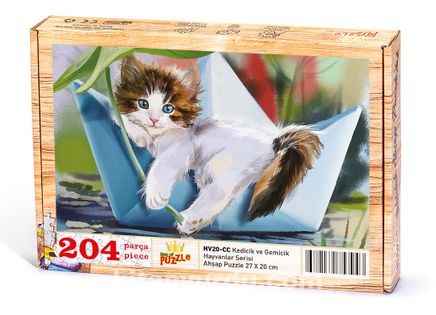 Kedicik ve Gemicik Ahşap Puzzle 204 Parça (HV20-CC)