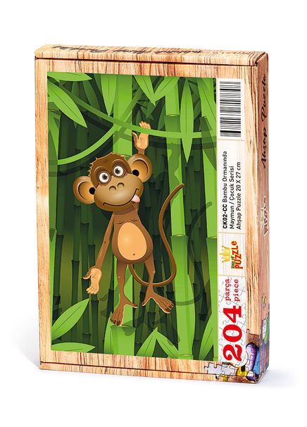 Bambu Ormanında Maymun Ahşap Puzzle 204 Parça (CK02-CC)
