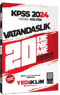 2024 KPSS Genel Kültür Vatandaşlık Tamamı Çözümlü 20 Deneme