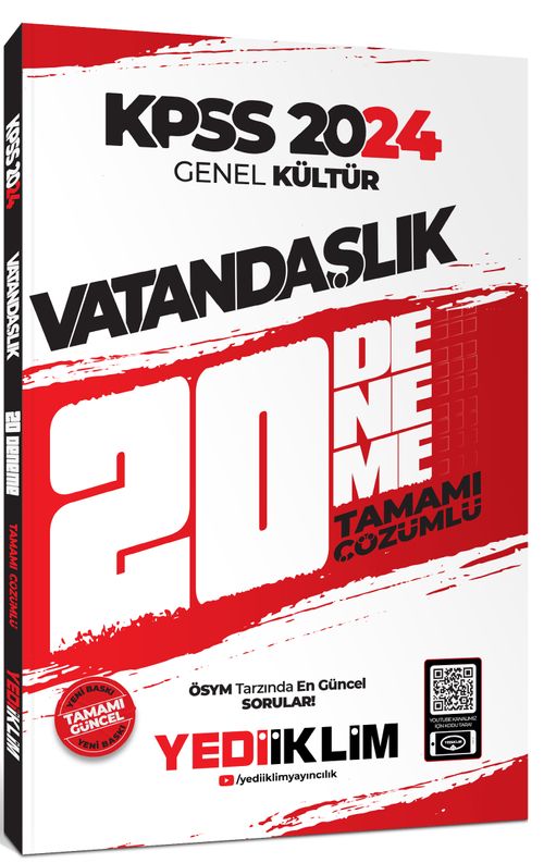2024 KPSS Genel Kültür Vatandaşlık Tamamı Çözümlü 20 Deneme