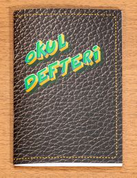 Bookinzi Okul Defteri - 60gr. A5 Tel Dikiş - Çizgili Defter - Deri Desen Kahve