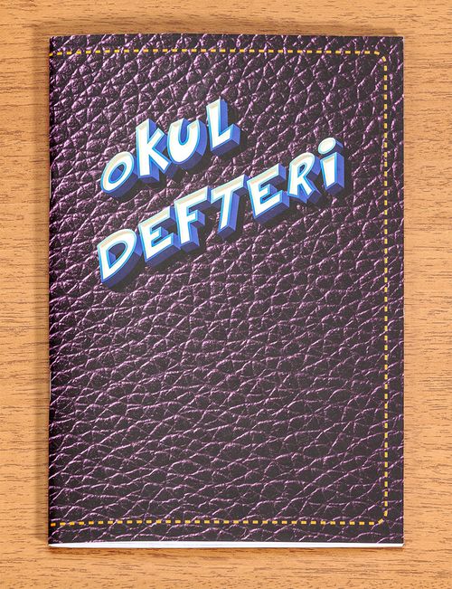 Bookinzi Okul Defteri - 60gr. A5 Tel Dikiş - Çizgili Defter - Deri Desen Mor 