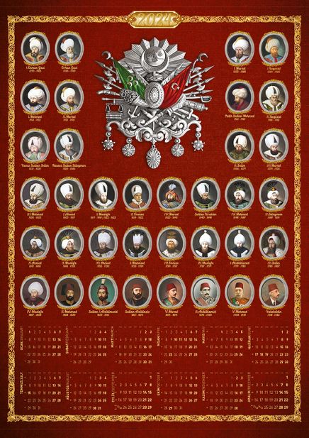 2024 Takvimli Poster - Osmanlı Padişahları