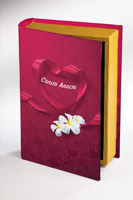 Kitap Şeklinde Ahşap Hediye Kutu - Canım Annem - Kurdela