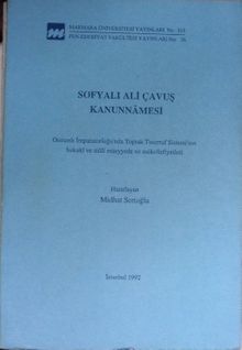 Sofyalı Ali Çavuş Kanunnamesi / 36-E-12