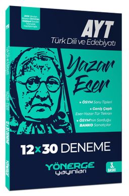 YKS AYT Türk Dili ve Edebiyatı Yazar Eser 12x30 Deneme