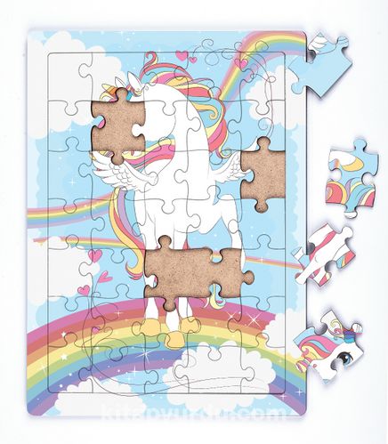 Unicorn ve Gökkuşağı Ahşap Puzzle 35 Parça (XXXV-49)