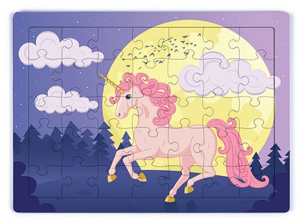 Unicorn Ay Işığı Ahşap Puzzle 35 Parça (XXXV-46)