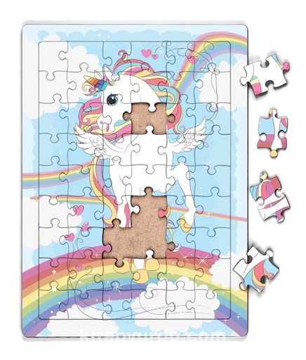 Unicorn ve Gökkuşağı Ahşap Puzzle 54 Parça (LIV-49) 