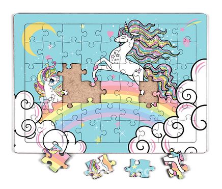 Unicorn Renkli Yeleler Ahşap Puzzle 54 Parça (LIV-48) 