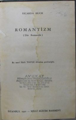 Romantizm 1. Cilt  / 11-Z-179