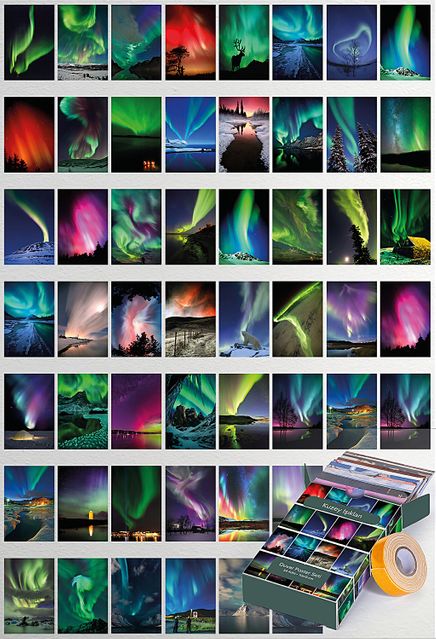 Kuzey Işıkları Temalı 54 Adet Duvar Poster Seti Oda Dekoru