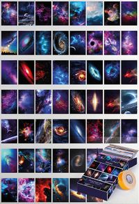 Galaksiler Temalı 54 Adet Duvar Poster Seti Oda Dekoru