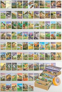 Dinozor Temalı 90 Adet Duvar Poster Seti, Oda Dekoru (Paspartulu)