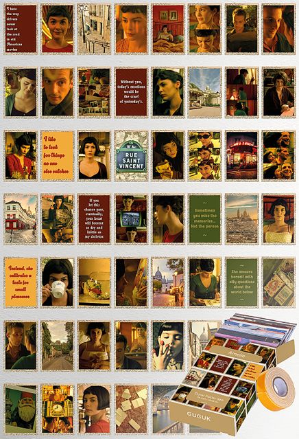 Amelie Temalı 54 Adet Duvar Poster - Kolaj Seti Oda Dekoru