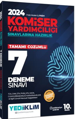 2024 Polis Meslek İçi PAEM Komiser Yardımcılığı Sınavlarına Hazırlık Tamamı Çözümlü 7 Deneme Sınavı