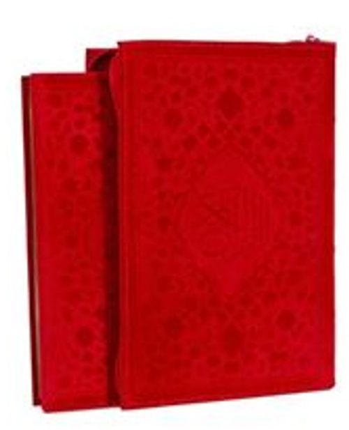 Kur'an-ı Kerim Hamid Aytaç Hatlı Cep Boy Fermuarlı Flok Kılıflı (Kırmızı R.1651)