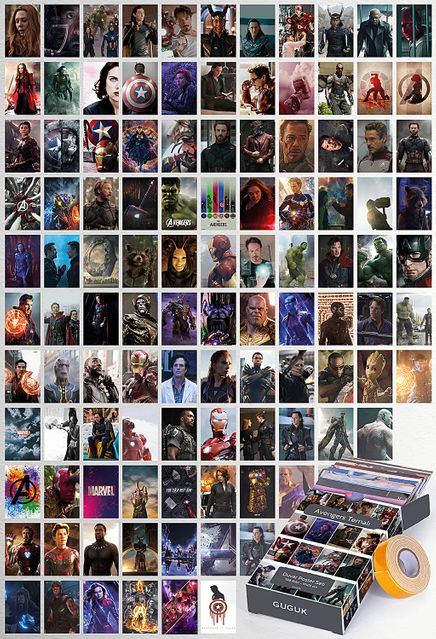 Avengers Temalı 108 Adet Duvar Poster - Kolaj Seti Oda Dekoru